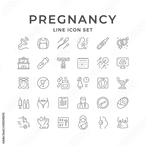 Set line icons of pregnancy
