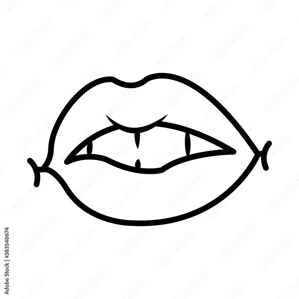 pop art mouth icon, line style pop art mouth icon, line style