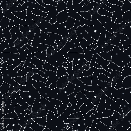 Seamless star pattern in vector constellations of the zodiac signs