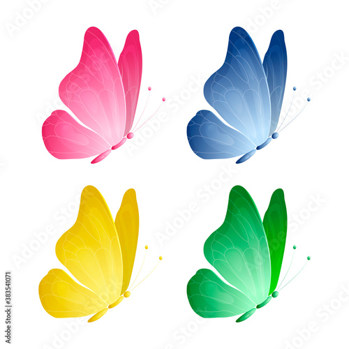 Set of cartoon butterflies in color