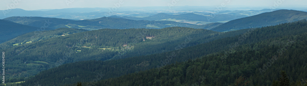 Panoramic view from Pancíř in Bohemia Forest in Czech republic,Europe
