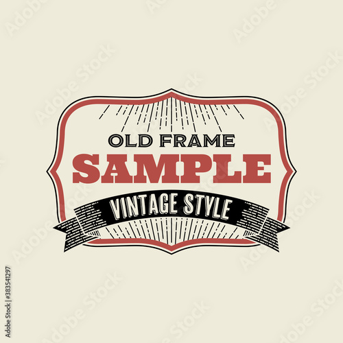 ビンテージバナー　バッジ　ラベル　赤と黒