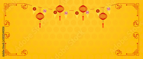 Chinese vegetarian festival and asian elements on background. Chinese translation is vegetarian festival of vector illustration.