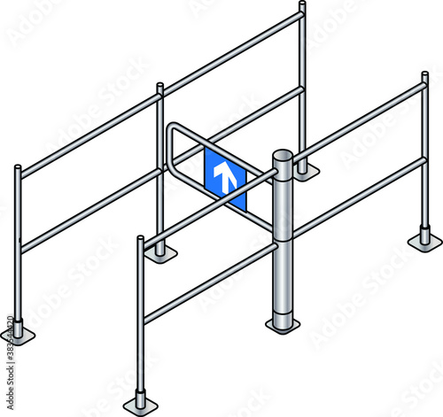 A supermarket entry turnstile / automated gate.