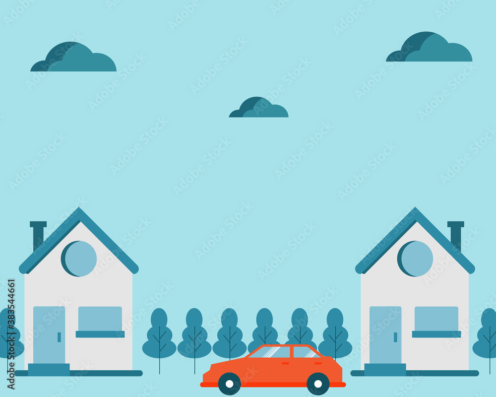 House and car for finance or business concept. Cartoon vector style for your design House and car for finance or business concept. Cartoon vector style for your design