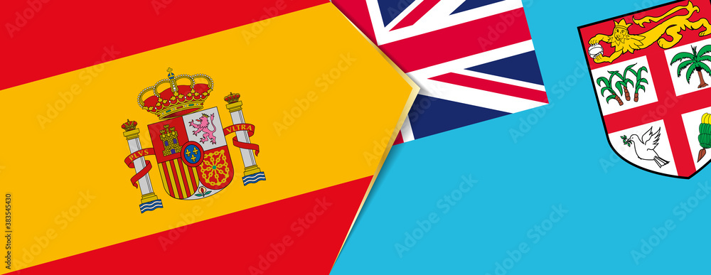 Spain and Fiji flags, two vector flags.