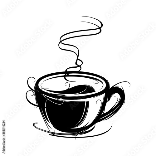 Coffee cup logo-vector illustration,pen and ink style,simple.