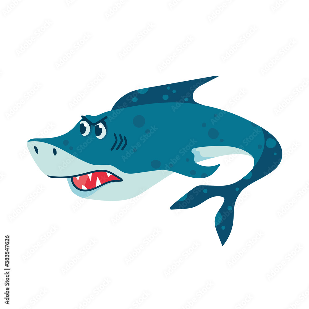 Sharks in cartoon style. Comic sharks emotions. Ocean fish character. Collection of illustrations for children isolated on a white background. Vector Sharks in cartoon style. Comic sharks emotions. Ocean fish character. Collection of illustrations for children isolated on a white background. Vector