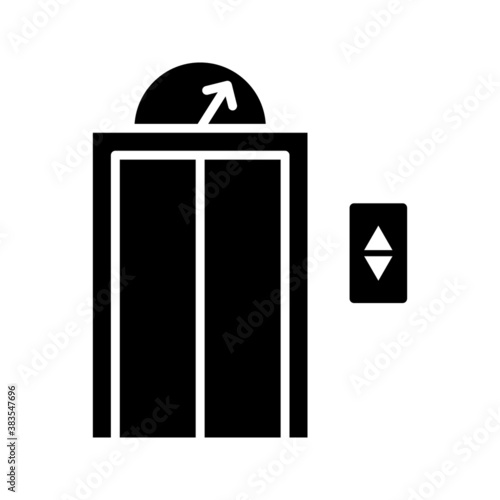 black thin line elevator icon for house or hotel. concept of home lift to apartment or trip to the top floor. simple flat linear trend modern logotype art graphic design