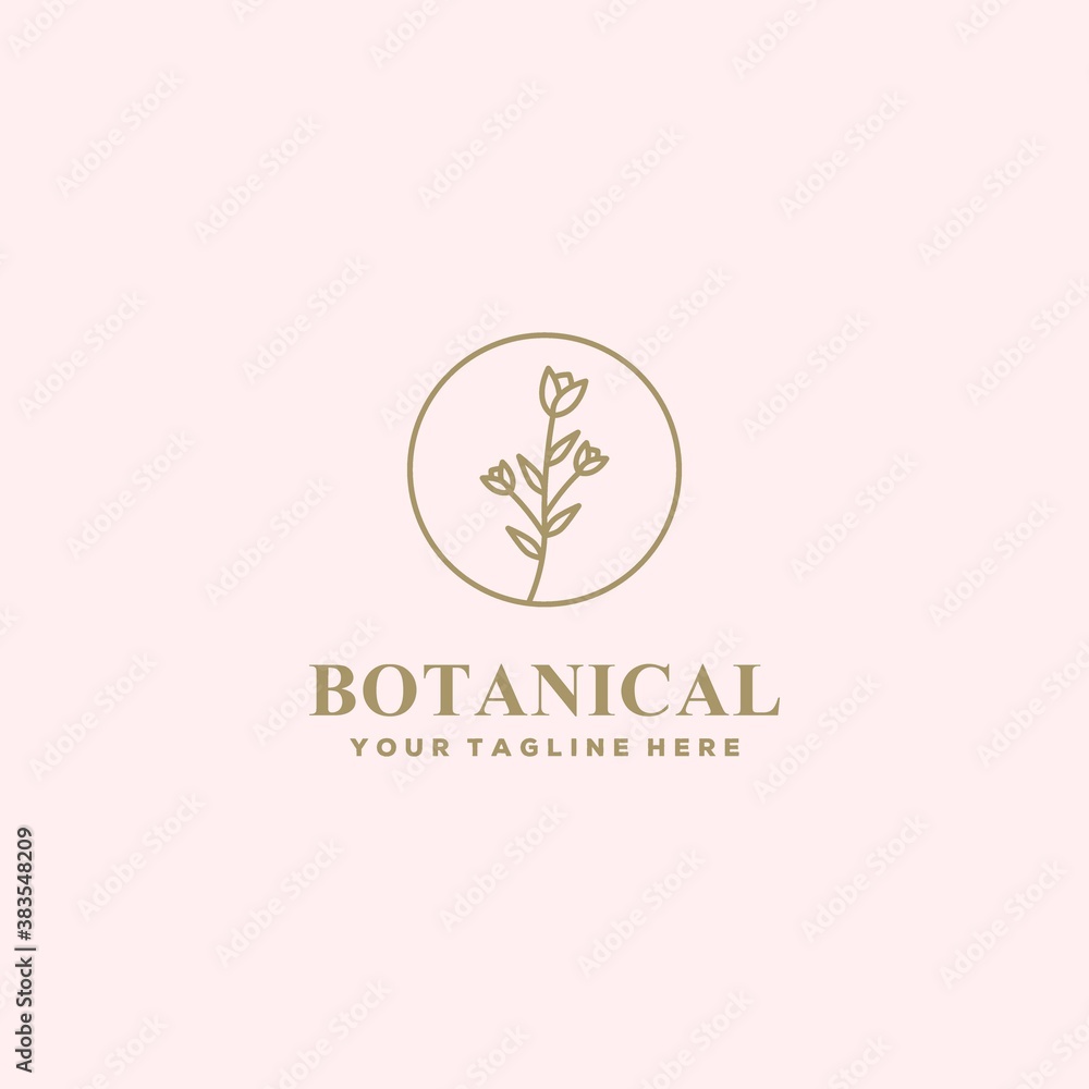 Botanical flower line logo with premium style Botanical flower line logo with premium style