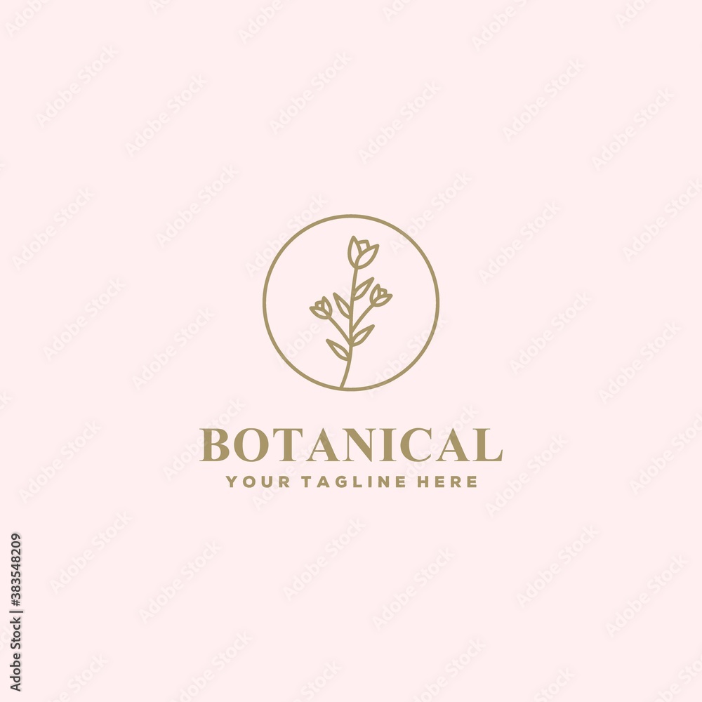 Botanical flower line logo with premium style