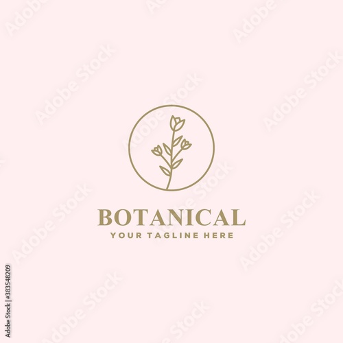 Botanical flower line logo with premium style