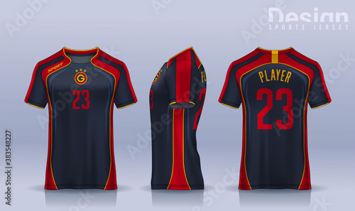 t-shirt sport design template, Soccer jersey mockup for football club. uniform front and back view.