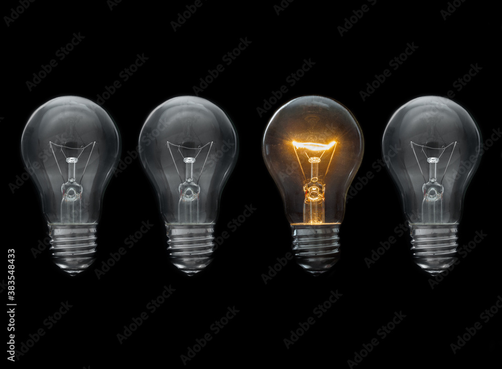 A few light bulbs on black background A few light bulbs on black background