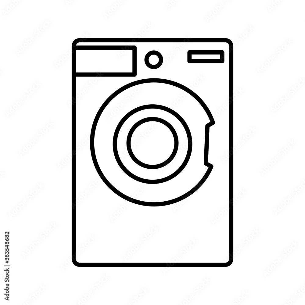 black thin line washing machine icon. concept of device for cleaning clothes with soap-powder. stroke flat style trend modern logotype graphic art design illustration isolated black thin line washing machine icon. concept of device for cleaning clothes with soap-powder. stroke flat style trend modern logotype graphic art design illustration isolated