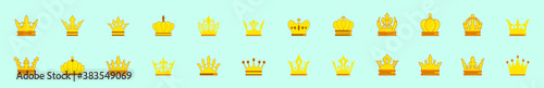 set of crown cartoon icon design template with various models. vector illustration isolated on blue background