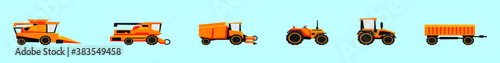 set of industrial transportation cartoon icon design template with various models. vector illustration isolated on blue background