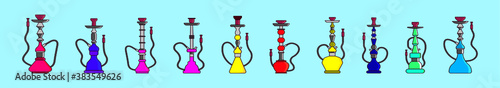 set hookah cartoon icon design template with various models. vector illustration isolated on blue background