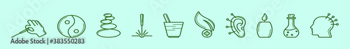 set of alternative medicine cartoon icon design template with various models. vector illustration isolated on blue background