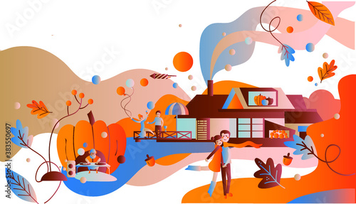 Autumn PartyThanksgiving promotion Coupon banner background. Elegant Autumn Voucher Design. 