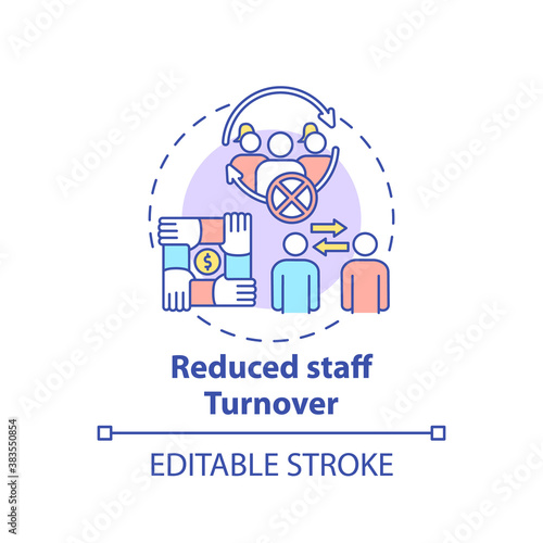 Reduced staff turnover concept icon. Gender diversity policy benefits. Employee mananging tutorial idea thin line illustration. Vector isolated outline RGB color drawing. Editable stroke