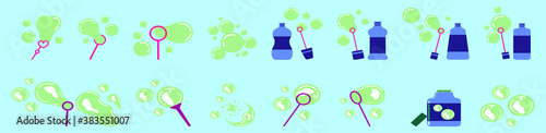 set of bubble blow cartoon icon design template with various models. vector illustration isolated on blue background