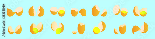 set of cracked eggs cartoon icon design template with various models. vector illustration isolated on blue background