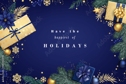 Stylish Christmas composition with gift boxes