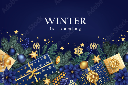 Stylish Christmas composition with gift boxes