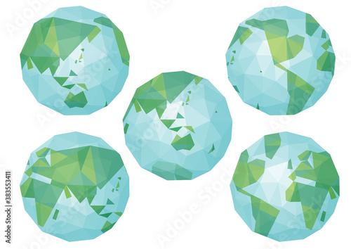 3Dポリゴンでデザインされた世界地図のイラスト