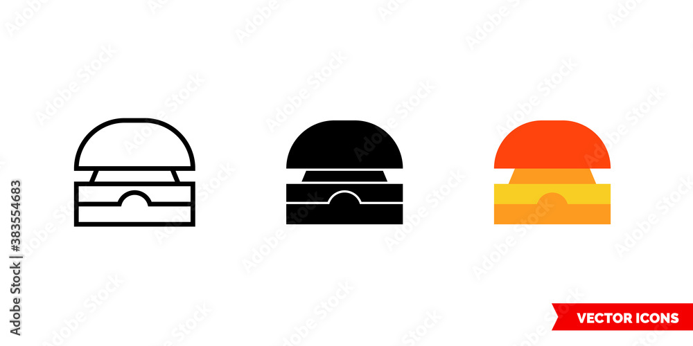 Buzzer icon of 3 types color, black and white, outline. Isolated vector
