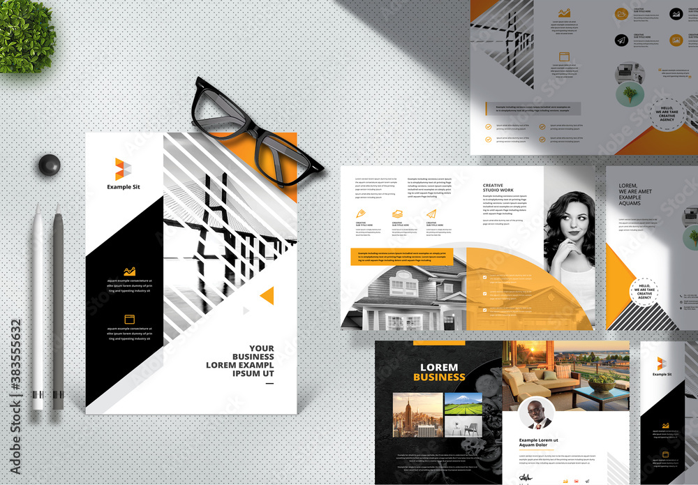 Yellow and Black Business Project Proposal Layout with Triangle Stock ...