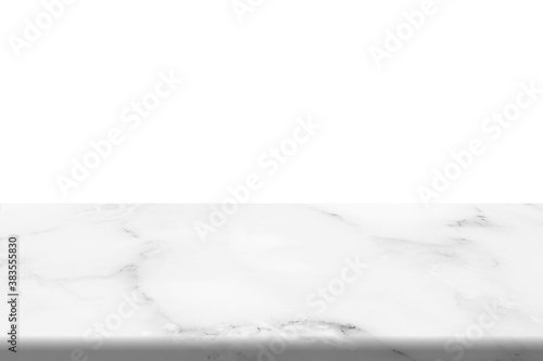 Empty top of white mable stone table on white background. can be used for product display