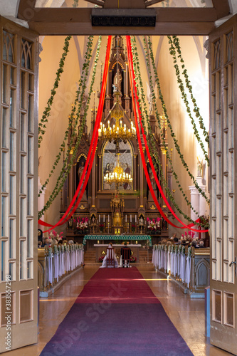 The interior of the church in Anyksciai. photo