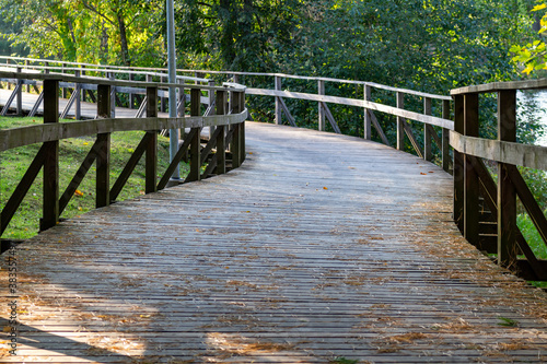 Wooden walking paths in the park. Nature walks in October. Autumn in Anykšiai © Dmitry Koshelev
