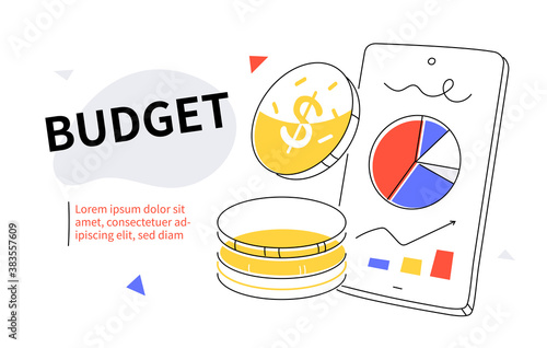 Budget - modern colorful flat design style web banner