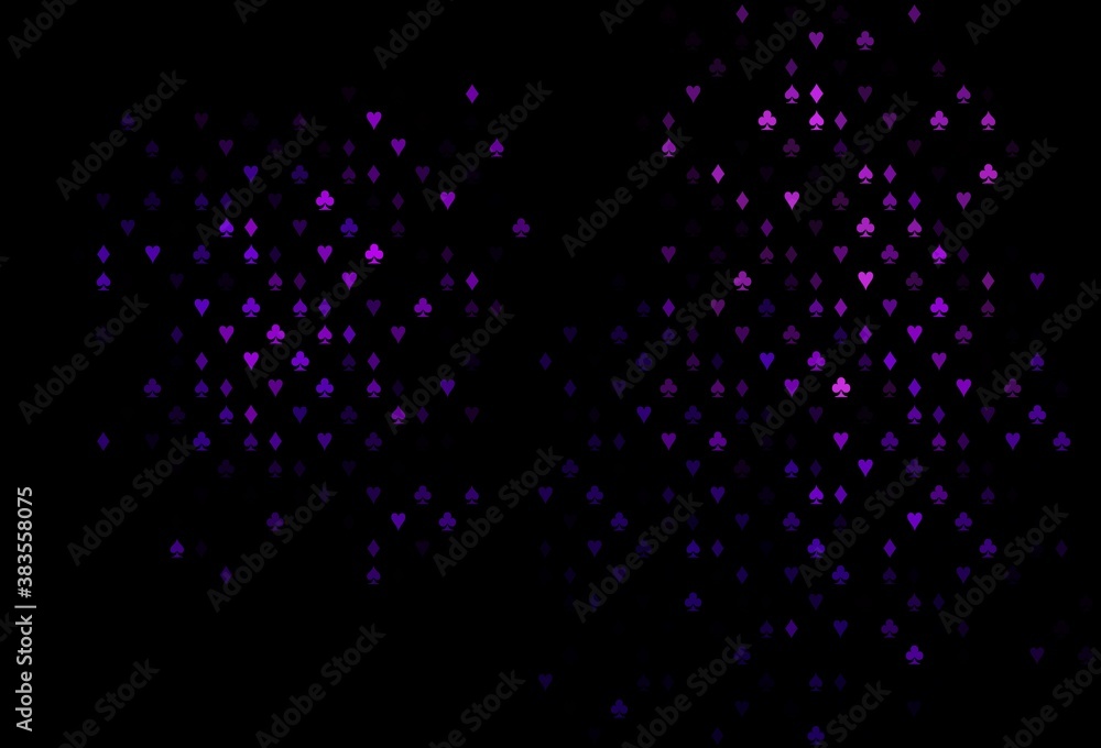 Dark Purple vector texture with playing cards. Dark Purple vector texture with playing cards.