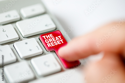 Bild auf Leinwand Keyboard button representing The Great Reset concept