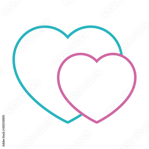 two hearts icon, line style
