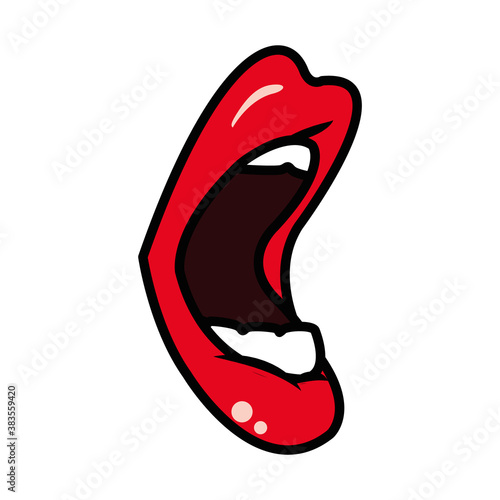 pop art open mouth icon, line and fill style