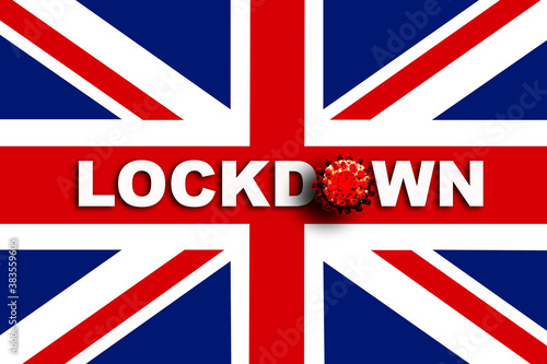 Banner of lockdown in UK. 3d render illustration.