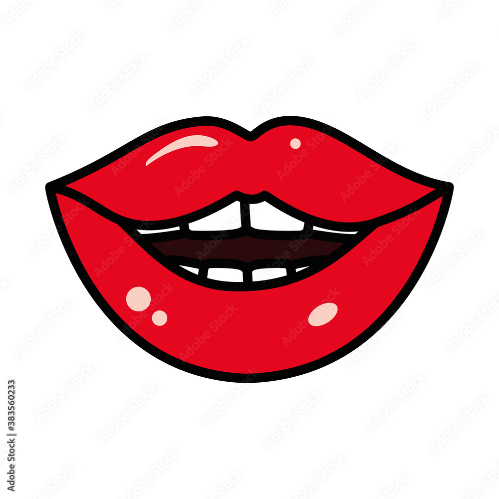 pop art design of sexy lips icon, line and fill style pop art design of sexy lips icon, line and fill style