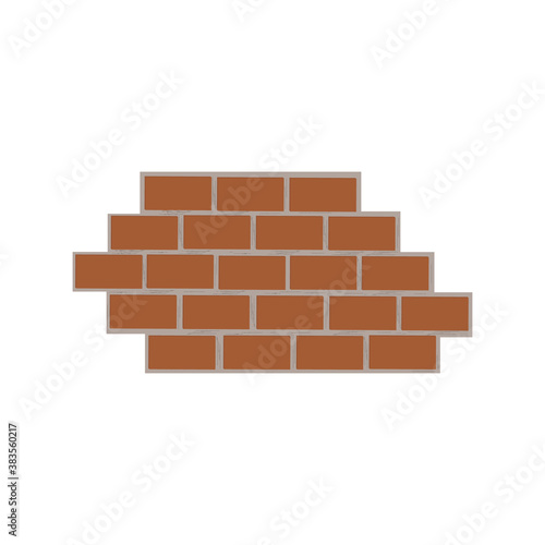A fragment of a brick wall. The bricks are lined with mosaics. The element can be used as an icon for internet shops, website, web. Vector image © TaMih