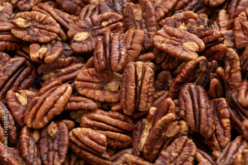 cleared pecan kernels close-up on the table