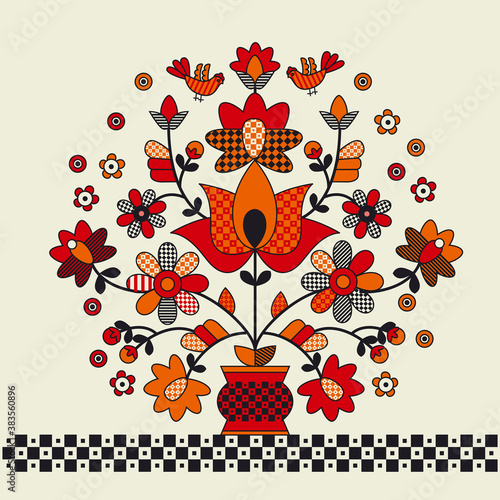 Classic red and black Ukrainian folk embroidery