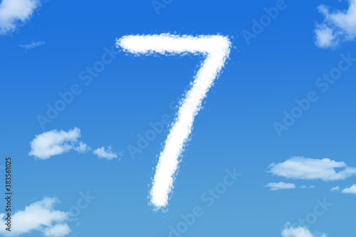 cloud shape of number seven on blue sky