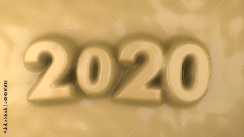 3D rendering of the new year's date 2020. Date on a yellow background. Gelatinous New year. The numbers are arranged randomly and of different sizes. desktop screensaver, new year's composition. 3D rendering of the new year's date 2020. Date on a yellow background. Gelatinous New year. The numbers are arranged randomly and of different sizes. desktop screensaver, new year's composition.