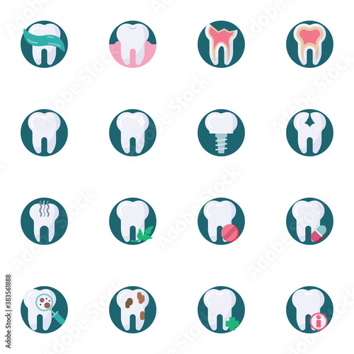 Dental care flat icons set