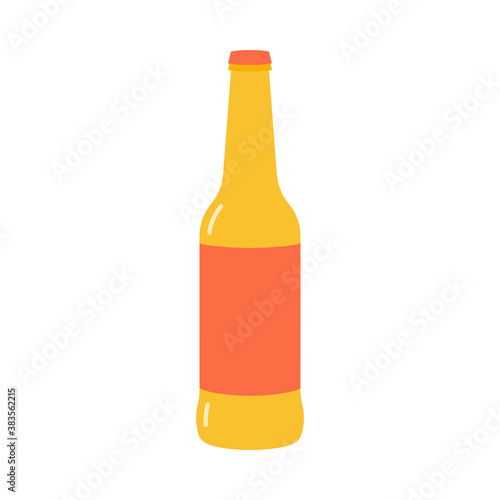 Simple glass beer bottle with screw cap vector