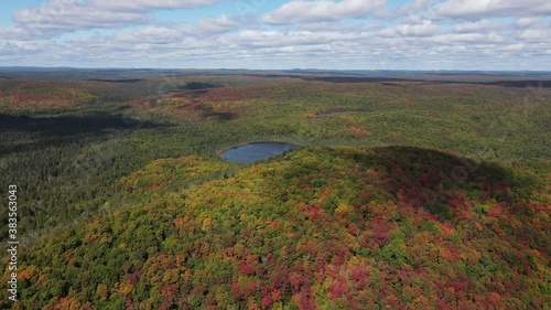 autumn season in north minnesota. fall colors aerial view photo